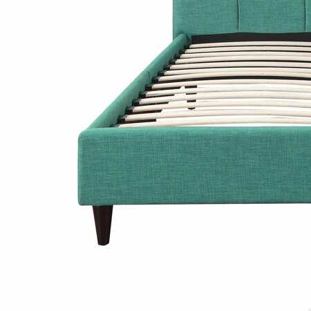 Homeroots Modern Upholstered Square Stitched Platform Bed With Wooden Slats Blue - Queen Size 303546